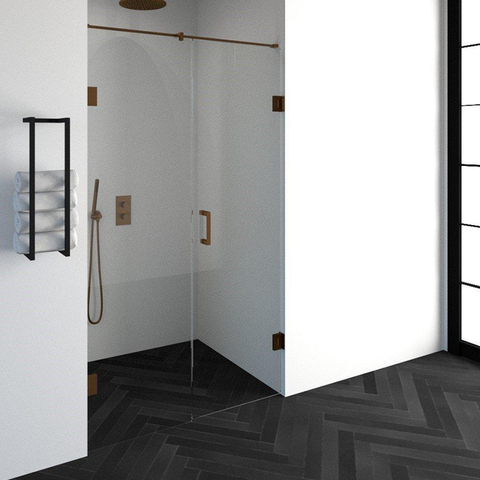 BRAUER Crée porte de douche 120x200cm 2 pièces sans profilé avec anti-calcaire et verre de sécurité 8mm cuivre SW486611