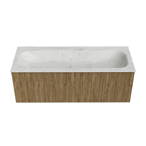 Mondiaz KURVE-DLUX Ensemble meuble de salle de bains - 120x46x40cm - 1 tiroir - lavabo solid surface - central - sans trou de robinet - Dusk SW1414921