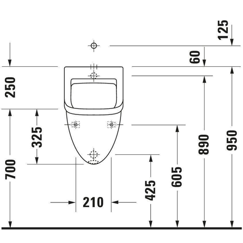 Duravit Starck 3 Urinoir afzuigend - met achterinlaat - met bevestiging - wit 0314803
