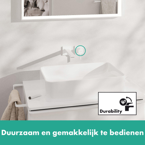 Hansgrohe Tecturis E 1 greeps wastafelkraan - inbouw wanduitvoering - met uitloop 22 - 5 cm - mat wit SW918826