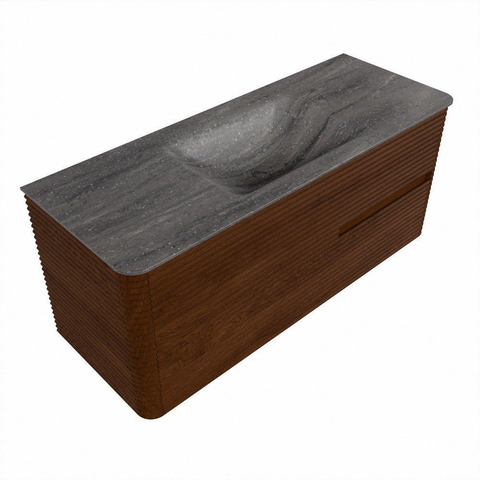 Mondiaz CIRO-DLUX Badkamermeubelset - 120x45x50cm - Solid surface wastafel Oza - 1 wasbak Midden - zonder kraangaten - 2 lades - Ruby SW1532112