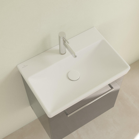 Villeroy & Boch Avento wastafel - compact - 55x37cm - met overloop CeramicPlus - Stone White (mat wit) SW448523