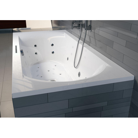 Riho Easypool 3.1 Lima whirlpoolbad rechts 180x80cm hydro 6 4 2 aero 10 coulour speaker touch bediening inclusief poten en afvoer wit SHOWROOMMODEL SHOW26719
