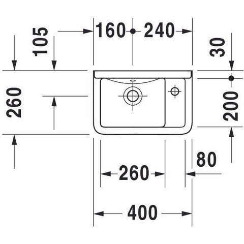 Duravit Starck 3 Fontein - inclusief bevestiging - 40x26cm - met overloop - met kraangat rechts - wit 0292753