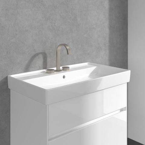 Villeroy & Boch Dawn wastafeluitloop set - zonder pop up afvoergarnituur - Brushed Nickel (rvs) SW974336