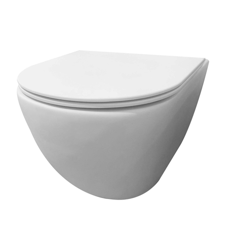 Best Design Morrano Compact Rimfree WC suspendu 49cm sans bride avec abattant WC frein de chute Blanc mat SW353550
