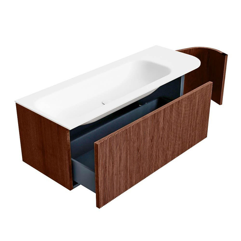Mondiaz KURVE Badkamermeubelset - 125x46x40cm - 1 lade - 1 deur - wastafel solid surface - links - 1 kraangat - Ruby SW1415288