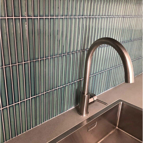 The Mosaic Factory Sevilla mozaïektegel - 30x30cm - 8mm - rechthoek - glans turquoise (blauw) SW397947