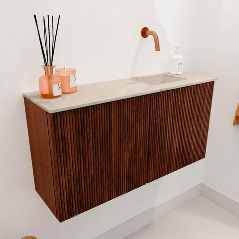Mondiaz JOYA-DLUX Meuble de toilette 80cm - couleur Ruby - Vasque FAYE position Droite Sans trou de robinet couleur Frappe SW1423478