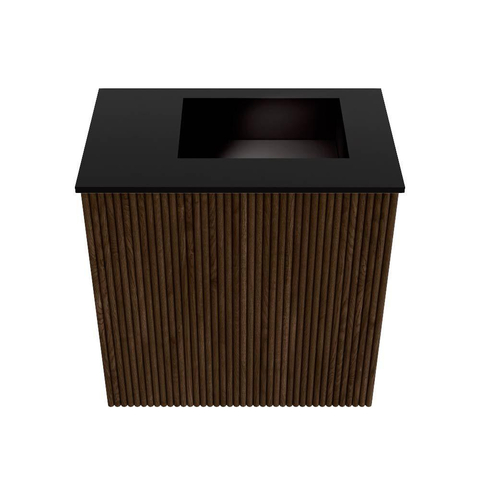 Mondiaz JOYA 40cm meuble de toilette - couleur Walnut - Vasque FAYE position Droite 1 trou de robinet couleur Urban. SW1421303
