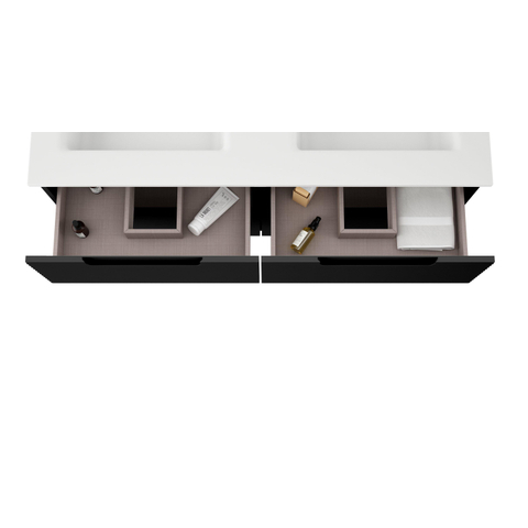 Saniclass Prime Balance Meuble sous lavabo - 120x55x44.9cm - 4 tiroirs - Poignée intégrée - MDF - noir mat SW976741