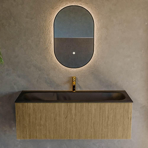 Mondiaz KURVE Ensemble de meuble de salle de bains - 120x46x40cm - 1 tiroir - lavabo solid surface - central - 1 trou de robinet - Dusk SW1415129
