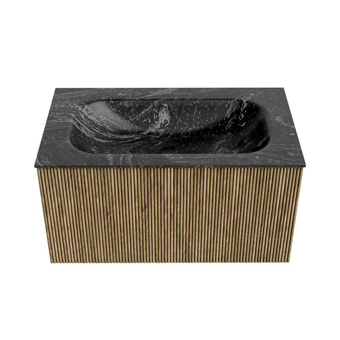 Mondiaz KURVE-DLUX Badkamermeubelset - 80x46x40cm - 1 lade - wastafel solid surface - midden - zonder kraangat - Dusk SW1415241