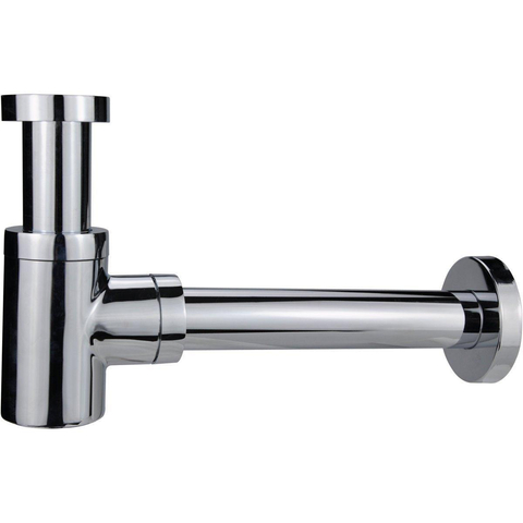 Fortifura Calvi ensemble de robinets de lavabo avec robinet de lavabo sur pied bas, bouchon toujours ouvert et siphon design chromé SW798599