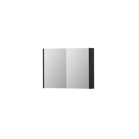 INK SPK1 armoire de toilette – 80 x 60 x 14 cm – 2 portes, portes-miroir double face – Chêne Charbon mat SW493537