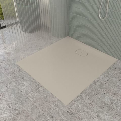Villeroy & Boch Ecora douchebak - 100x90x3.5cm - afvoer korte zijde - almond (beige) SW1558891