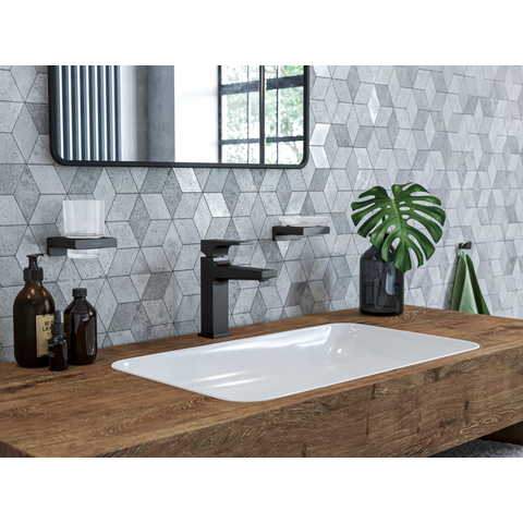 Hansgrohe AddStoris Q glashouder - met glas - geborsteld zwart chroom (antraciet) SW651570