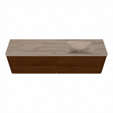 Mondiaz CIRO-DLUX Badkamermeubelset - 180x45x50cm - Solid surface wastafel Saba - 1 wasbak Rechts - 1 kraangat - 4 lades - Ruby SW1531925