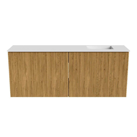 Mondiaz JOYA 100cm meuble de salle de bains - couleur Oak - Vasque FAYE position Droite Sans trou de robinet couleur Talc SW1421125