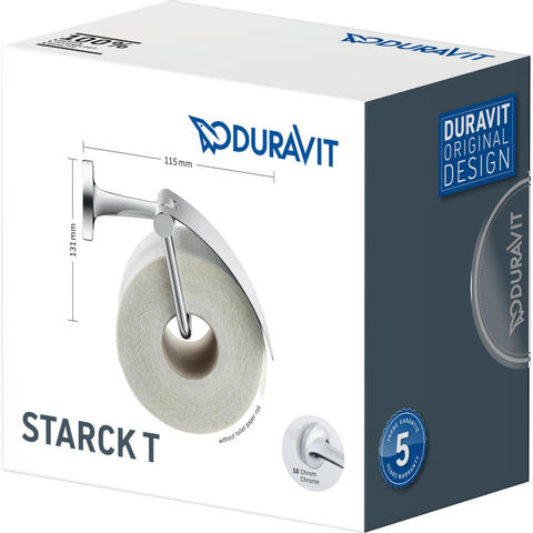Duravit Starck T Toiletrolhouder - met klep - hoogglans chroom SW297090