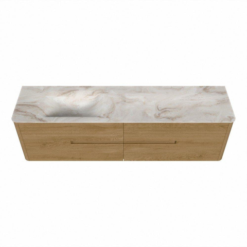 Mondiaz CIRO-DLUX Ensemble de meubles de salle de bains - 180x45x50cm - Plan vasque solid surface Frappe - 1 vasque à gauche - sans trous de robinet - 4 tiroirs - Chêne SW1530908