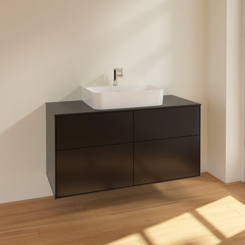 Villeroy & Boch finion wastafelonderkast - 120x60.3cm - 4 lades - mat zwart SW479604
