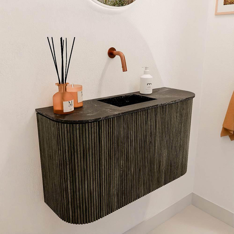 Mondiaz JOYA-DLUX 73.2cm toiletmeubel - ronding links en rechts kleur Shadow - Wastafel FAYE positie Midden Zonder kraangat kleur Lava. SW1422909