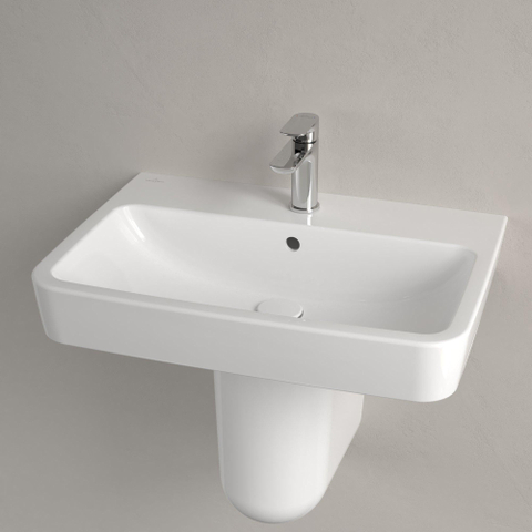Villeroy & Boch O.novo wastafel - 65x46cm - met kraangat - met overloop CeramicPlus - White Alpine (glans wit) SW448450