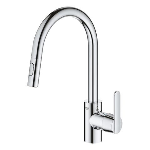 Grohe Get 1-gats Keukenkraan - hoge draaibare uitloop - met handdouche - voorsprong 22.3cm - chroom SW280652
