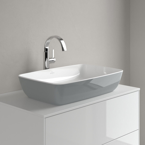 Villeroy & Boch Artis opzetwastafel rechthoekig - 58x38x12.5cm - zonder kraangat - zonder overloop - French Linen (glans grijs) SW68846