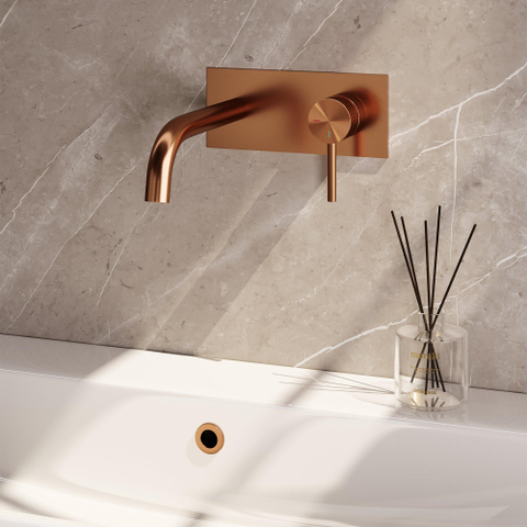 BRAUER Stripe Mitigeur lavabo encastré - bec courbé et plaque de recouvrement - modèle A1 - cuivre brossé PVD SW1434877