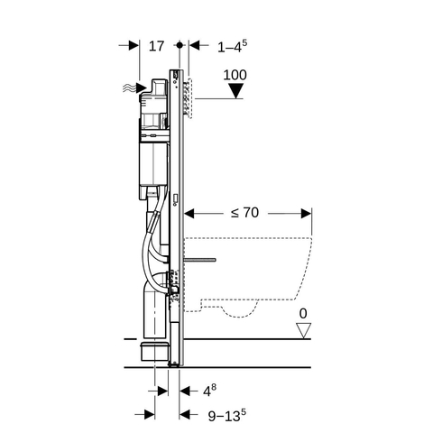 Geberit Duofix wandcloset - hoogte 112cm sigma reservoir - 12cm armsteun - blauw SW1237252