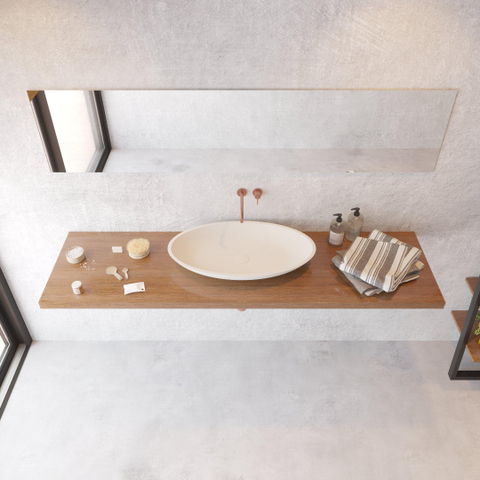 Ideavit Solidjazz vasque à poser 70x40x9cm ovale 0 trous de robinet 1 cuve Solid surface blanc SW85900
