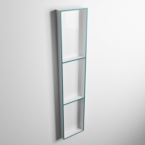 Mondiaz Easy nis 29.5x149.5x8cm voor Inbouw/opbouw 3 open vakken Solid surface Talc/Smag SW643899