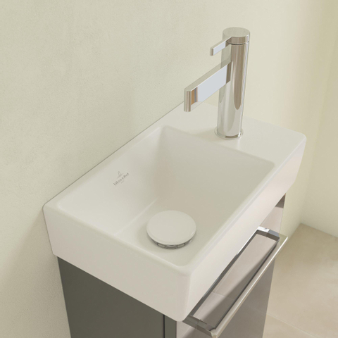 Villeroy & Boch Avento fontein - 1 kraangat rechts - zonder overloop - 36x22cm CeramicPlus - Stone White (mat wit) SW445852