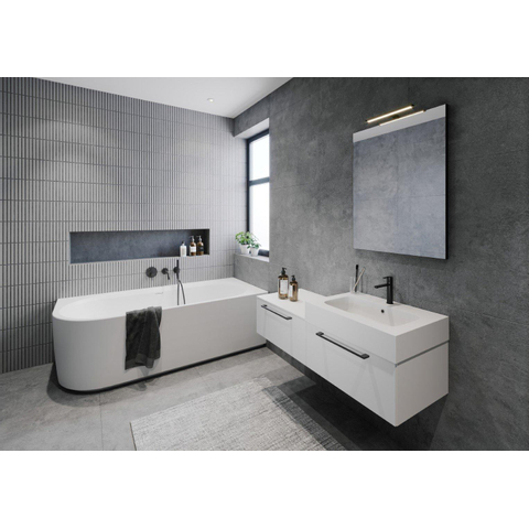 Riho Desire baignoire d'angle acrylique baignoire installation en angle Droite 184x84cm avec siphon blanc mat SW412221