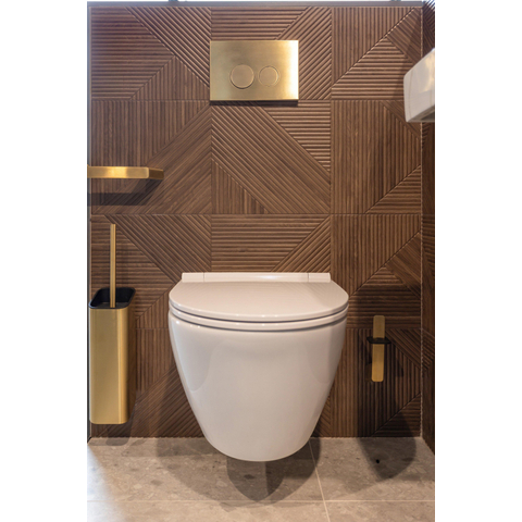 QeramiQ Push Metal Bedieningsplaat - voor Geberit UP320 inbouwreservoir - dualflush - ronde knoppen - metaal - messing geborsteld (goud) OUTLETSTORE STORE44256