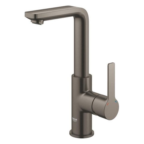 Grohe Lineare Waterbesparende Wastafelkraan - L-Size - met waste - draaibare gegoten uitloop - brushed hard graphite (antraciet) SW444224
