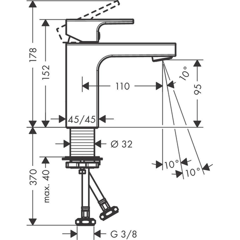 Hansgrohe Vernis Shape 1 greeps wastafelkraan - 100 zonder afvoer - hoogglans chroom SW651613