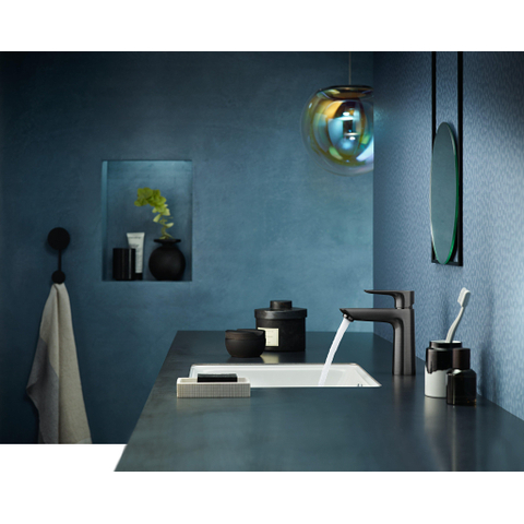 Hansgrohe Talis e Eengreeps wastafelmengkraan - 110 - coolstart - met PopUp - trekwaste - geborsteld zwart chroom SW295826