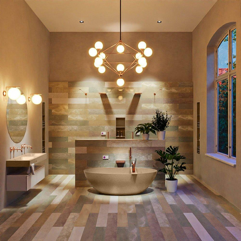 MONDIAZ ROCK Baignoire îlot - 170x70cm - couleur Plata / Talc SW1015106