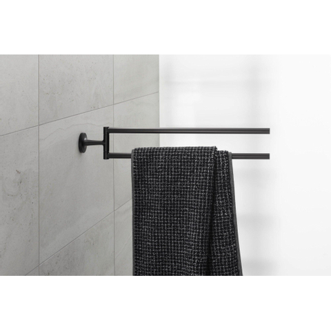 Duravit Starck T Handdoekhouder - 2 stangen - 46.5cm - draaibaar - mat zwart SW297086