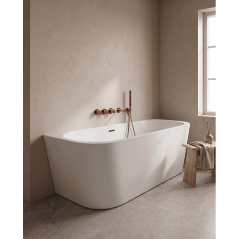 ZEZA Grand Baignoire demi-îlot – 180 × 80 × 58 cm – avec évacuation – acrylique – ronde – blanc brillant SW1442342