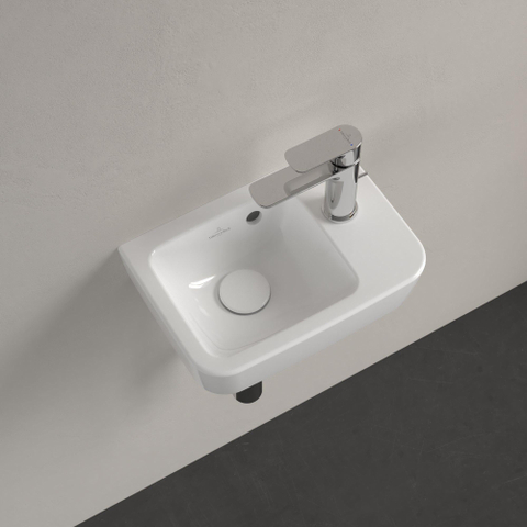 Villeroy & Boch O.novo fontein - 1 kraangat rechts - met overloop - 36x25cm - White Alpine (glans wit) SW445846