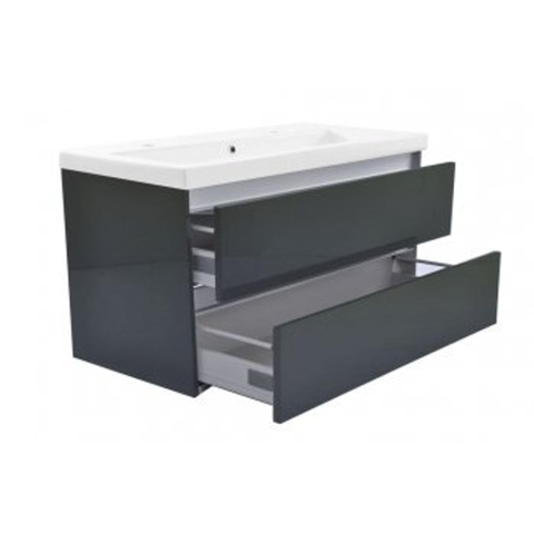 Wiesbaden Vision Onderkast - met 2 laden - 100x46cm - hoogglans grijs SW95817