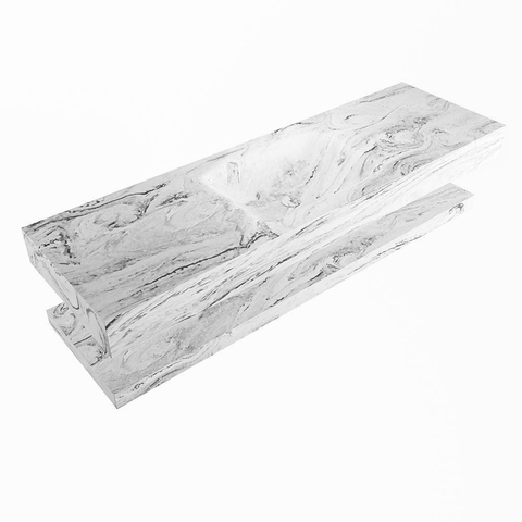 Mondiaz ALAN-DLUX Ensemble de meuble - 150cm - meuble Glace mat - 0 tiroirs - Lavabo Cloud Glace suspendu - vasque Centre - 0 trous de robinet SW809049