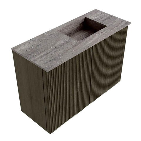 Mondiaz JOYA-DLUX Meuble de salle de bains 60cm - couleur Shadow - Vasque FAYE position Droite 1 trou de robinet couleur Oza SW1425034