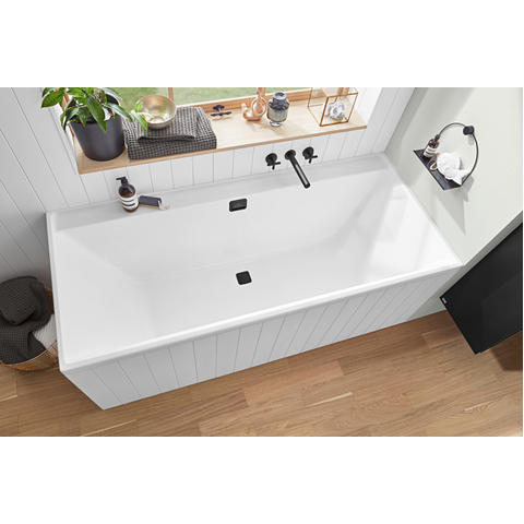 Villeroy & Boch Collaro kunststof - inbouw duobad acryl rechthoekig - 190x90x47cm - zonder poten zwart/stone wh - Stone White (mat wit) SW354287