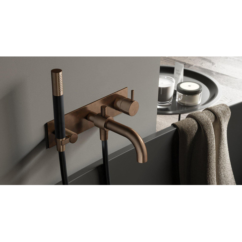 Hotbath Cobber afbouwdeel inbouw douche en badmengkraan automatische omstelinrichting met doucheslang en handdouche verouderd messing OUTLETSTORE STORE41240