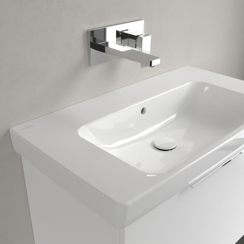 Villeroy & Boch Architectura wastafel - 80x44.5cm - zonder kraangat - met overloop CeramicPlus - White Alpine (glans wit) SW1162264